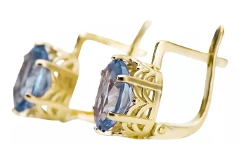 8K κίτρινο χρυσό 333 Aquamarine Σκουλαρίκια vec003x-aq Russian Soviet USSR Vintage Jewlery Art Deco style